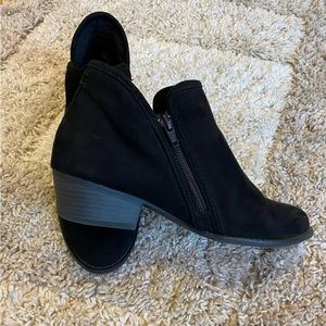 Black short dress boots with a 1/2 inch heel, size 8.5.